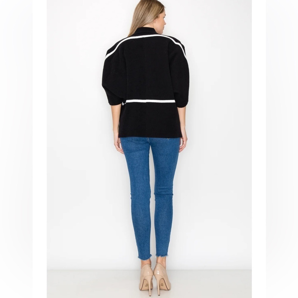 Joh Jinny Black Knitted Jacket Double Breasted Dolman Sleeve Soft Comfy - Picture 4 of 16